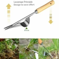 Désherbeur Manuel En Acier Inoxydable Poignée De Manche D'outil De Jardin 1 Pièces Irisfr （argent） -Manche et accessoires pour manche d'outils de jardin Soldes Magasin 42848840 4