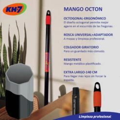 Poignée Métallique Octogonale Crochet Rotatif 140 Cm KH7 -Manche et accessoires pour manche d'outils de jardin Soldes Magasin 52070531 2