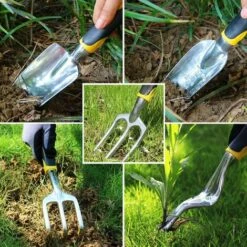 GALOZZOIT Outils De Jardinage 12 Pièces, Outils De Jardinage En Alliage D'aluminium Avec Sac De Rangement Gants Antidérapants De Jardinage -Manche et accessoires pour manche d'outils de jardin Soldes Magasin 58846809 4